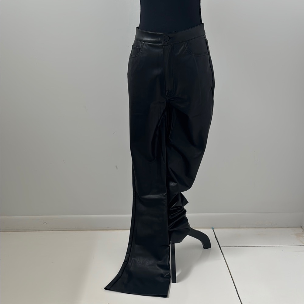 7 For All Mankind Black Flare faux leather Pants